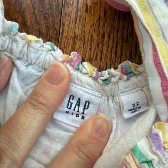 Gap Rainbow Smocked Puff Sleeve Dress XS - Picture 7 of 9